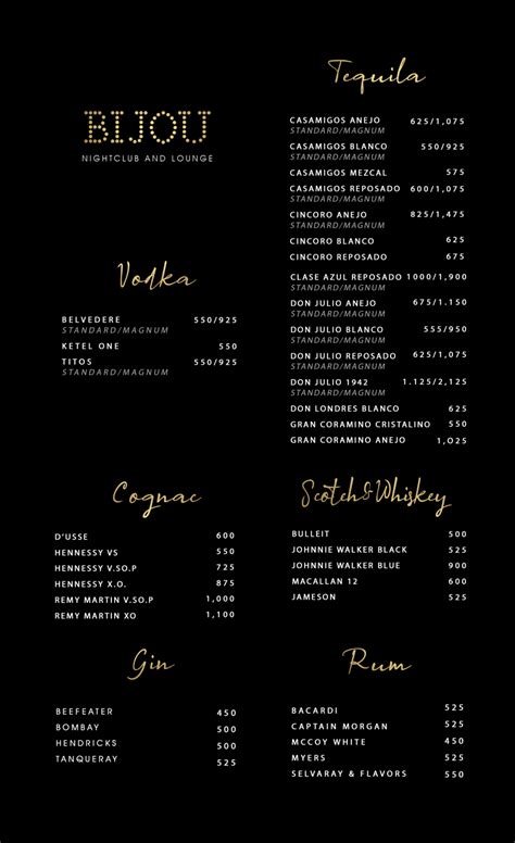 MENU — BIJOU Boston