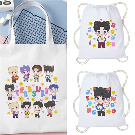 Jual Totebag Tas Serut Treasure Truz Chibi Fanart Aesthetic Lucu Kpop