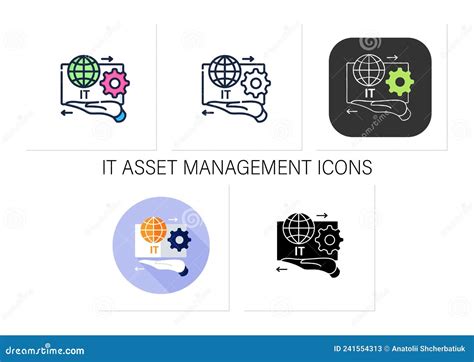 It Asset Management Icons Set Stock Vector Illustration Of Finance