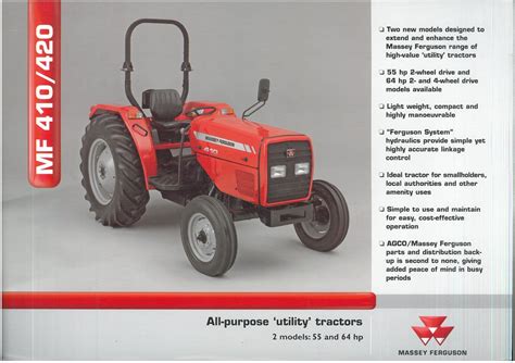 Massey Ferguson Tractor Mf410 And Mf420 Brochure Mf 410 420