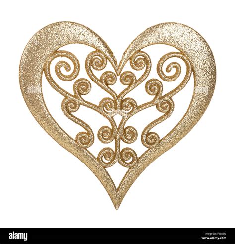 heart of gold decoration isolated on white background Stock Photo - Alamy