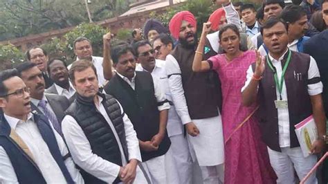 Rahul Gandhi Leads Protest Outside Parliament Against Suspension Of Mps