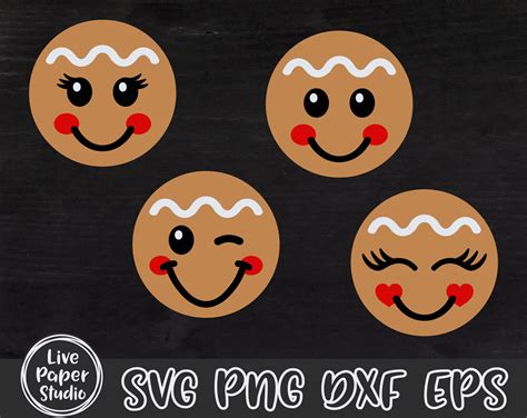 Gingerbread Face Svg Bundle Christmas Svg Gingerbread Man Etsy