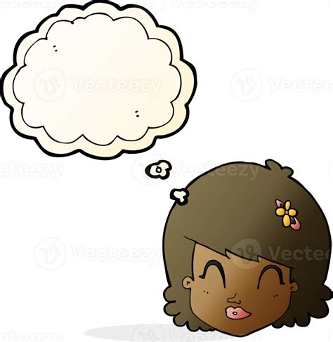 Cartoon Happy Female Face With Thought Bubble 45249970 Png