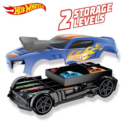 Hot Wheels Car Storage 2in1 Race N Haul Free Wheel Car Storage Case With Retractable Handle