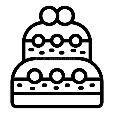 Big Wedding Cake Icon Outline Vector Cream Filled Cake Stock