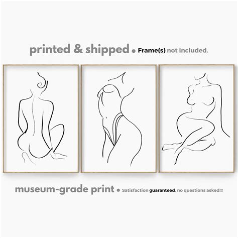 Nude Woman Line Art Set Of Prints Line Drawing Wall Art Minimalist Fashion Woman Poster Set