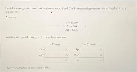 Solved Consider A Triangle With Vertices Of Angle Measure Chegg