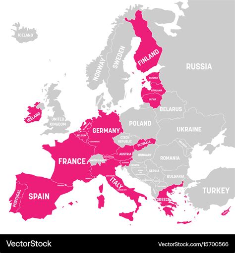 Map Of Eurozone States Using Euro Currency Grey Vector Image