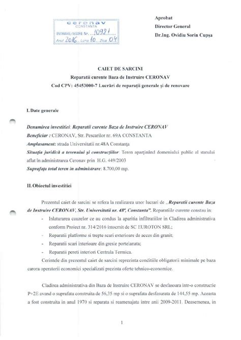 PDF Caiet Sarcini Reparatii Curente Baza De Instruire CERONAV