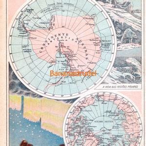 Vintage Map Of The Polar Regions Published 1935 Etsy Canada