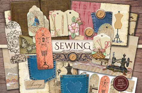 Sewing Scrapbook Junk Journal Kit Graphic By Secret Helper Creative