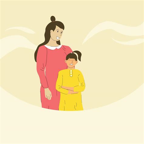 Family. Mother and daughter in red and yellow. 13461396 Vector Art at ...