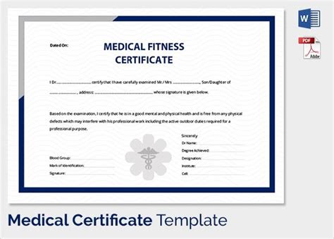 Free Sample Medical Certificates In Pdf Ms Word With Regard To