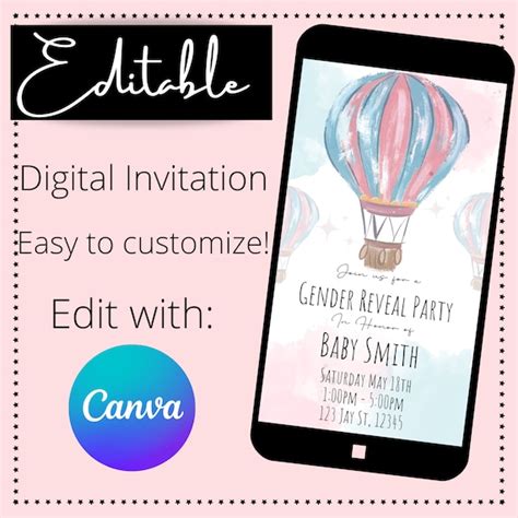 Hot Air Balloon Gender Reveal Gender Reveal Party Gender Etsy