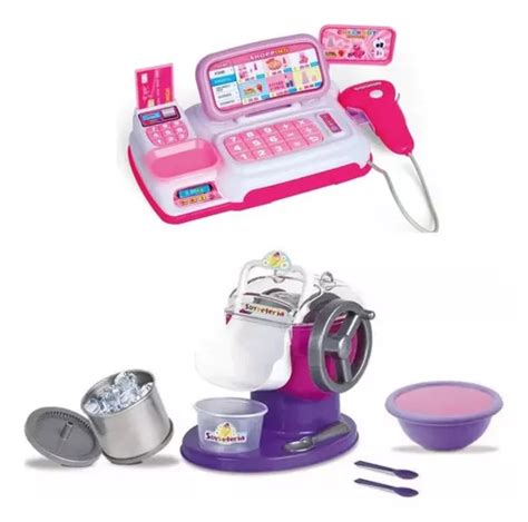 Kit Brinquedo Sorveteria Caixa Registradora Rosa Menina MercadoLivre