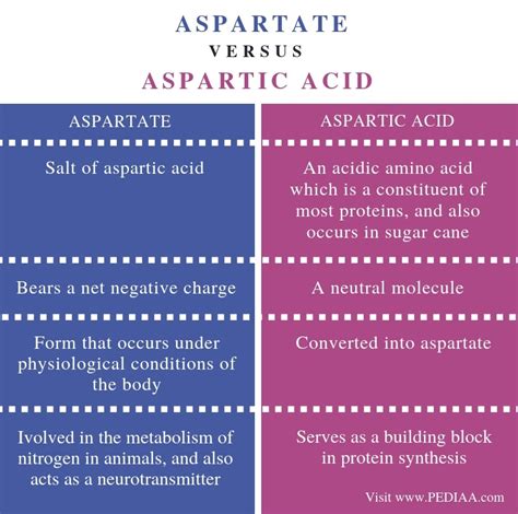 What is the Difference Between Aspartate and Aspartic Acid - Pediaa.Com