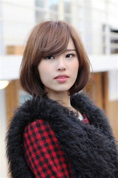 Cute Asian Bob With Side Swept Bangs Hairstyles Ideas - Cute Asian Bob ...