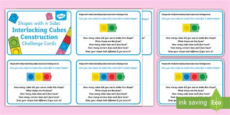 👉 Shapes With 4 Sides Interlocking Cubes Challenge Cards