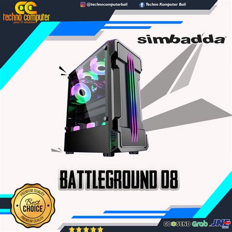 Casing Simbadda Battleground Black Atx Matx Tempered Glass