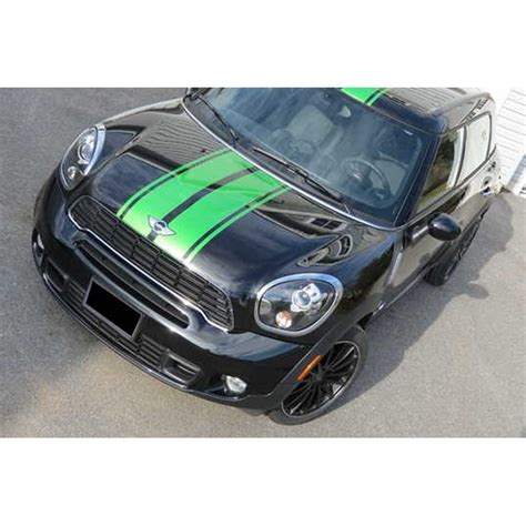 2 Bandes De Capot Mini Cooper Countryman Couleur Noir Finition Brillant