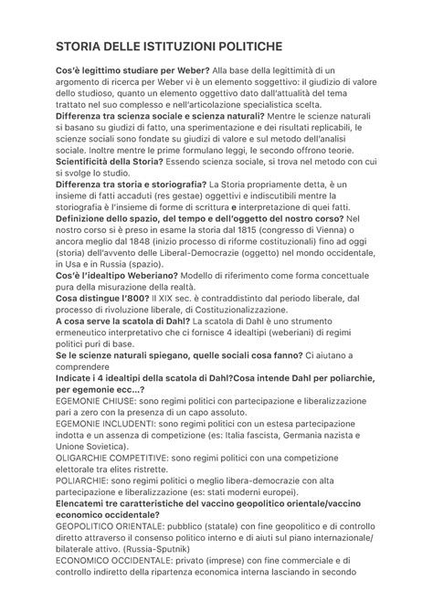 Storia Delle Istituzioni Politiche STORIA DELLE ISTITUZIONI POLITICHE