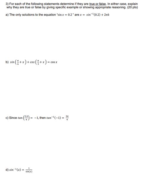 Solved 3 For Each Of The Following Statements Determine If