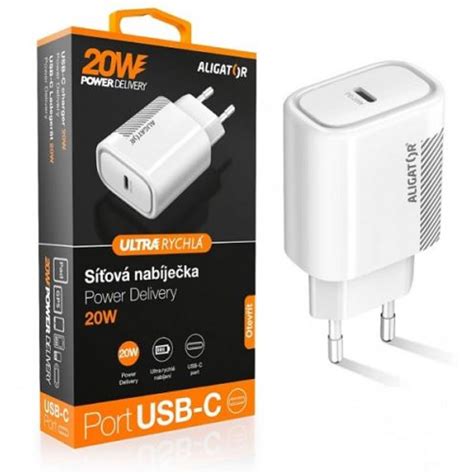 Chytrá Síťová Nabíječka Aligator Power Delivery 20w Usb C Bílá Achpd0001 Nabíječky