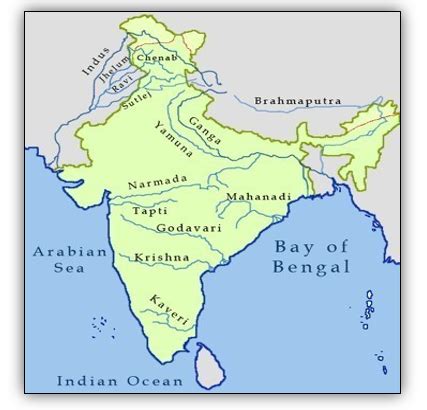 India political map with major rivers and dams marked in it