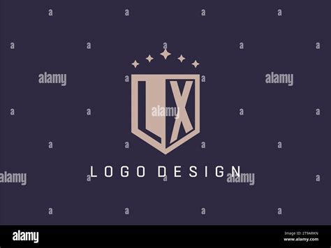 LX Initial Shield Logo Icon Geometric Style Design Inspiration Stock