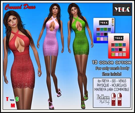 Second Life Marketplace Ydea Crossed Dress Multicolor