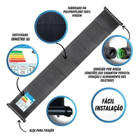 Kit Coletor Solar Piscina Aquecedor M Placa Solar Tempersol