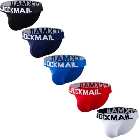 JOCKMAIL Lot De 5 Slips Sexy En Coton Pour Homme Noir Blanc Rouge