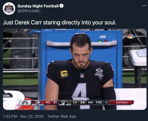 Just Derek Carr staring directly into your soul. | Derek Carr Staring ...