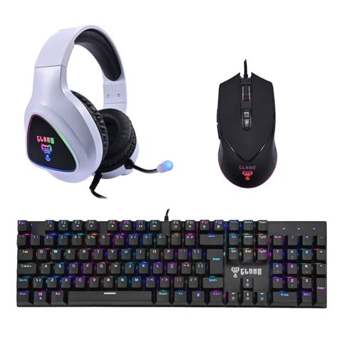 Kit Teclado Mouse Headset Gamer Foi Branco Rgb Clanm Em