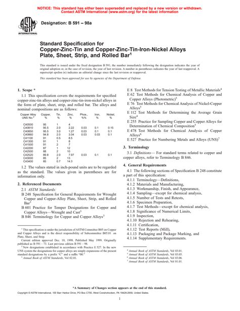 ASTM B591 98a Standard Specification For Copper Zinc Tin And Copper