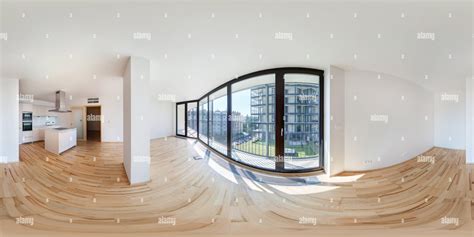 360° view of Panorama of modern white empty loft apartment interior ...