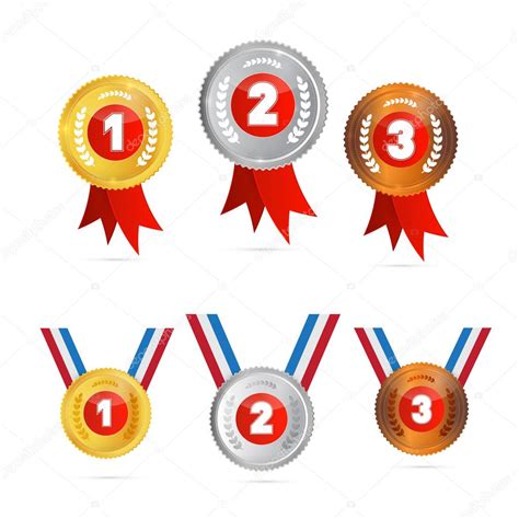 Vector Medals Sets - Gold, Silver, Bronze, First, Second, Third — Stock Vector © mejn #42042373