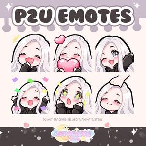 Chibi Twitch Emote Pack Platinum Blonde Hair Grey Eyes Etsy Canada