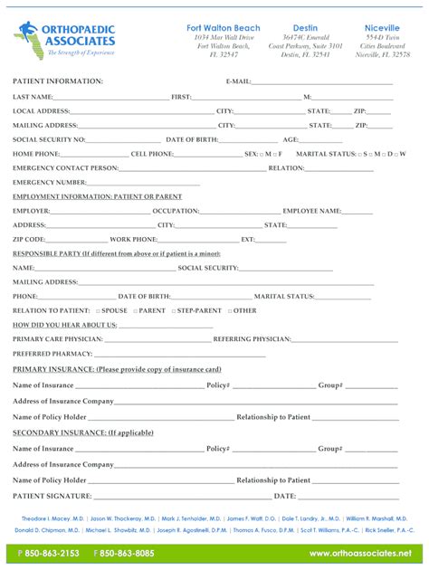 Fl Orthopaedic Associates New Patient Forms Fill And Sign Printable