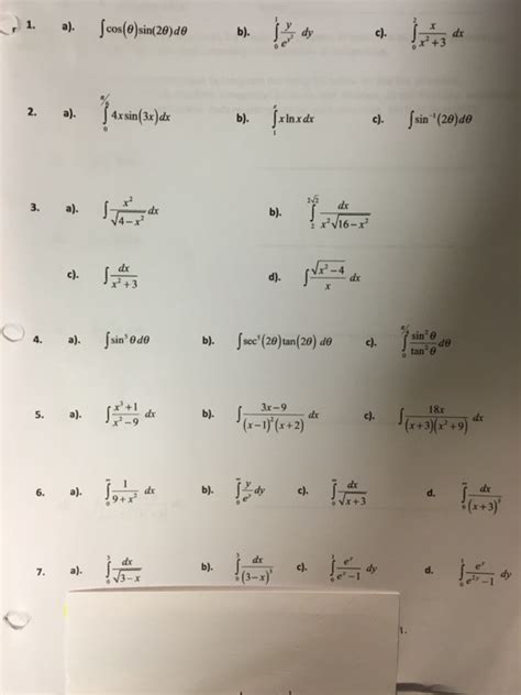 Solved Integral Cos Theta Sin 2 Theta D Theta B