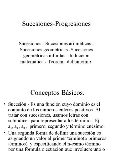 Sucesiones Y Progresiones Pdf Secuencia Prueba Matemática