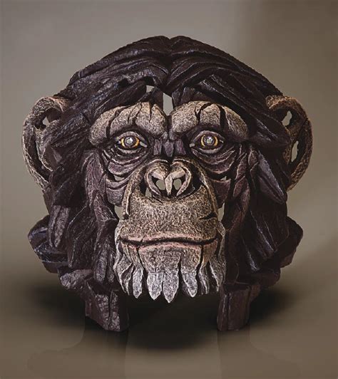 Hand Painted Collectible Chimpanzee Bust Sculpture From Uk