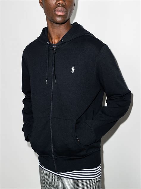 Polo Ralph Lauren Zip Up Hoodie Blue Farfetch Uk