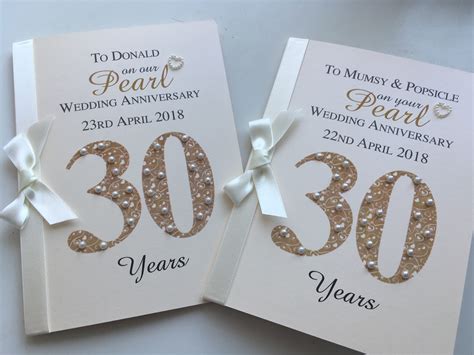 Pearl 30th 30 Luxury Wedding Anniversary Card Personalised Etsy Uk