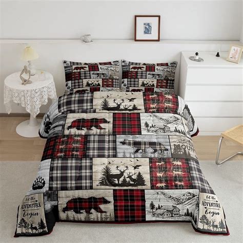 Rustic Cabin Comforter Set Queen Woodland Wolf Deer Bear Comforter For