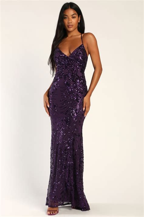 Purple Dress Sequin Maxi Dress Lace Up Maxi Dress Lulus