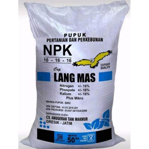 Jual PUPUK PEMBENAH TANAH NPK LANG MAS 16 16 16 PLUS MICRO ISI BERAT