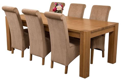 Kuba Solid Oak 220cm Dining Table With 6 Montana Dining Chairs [beige Fabric]