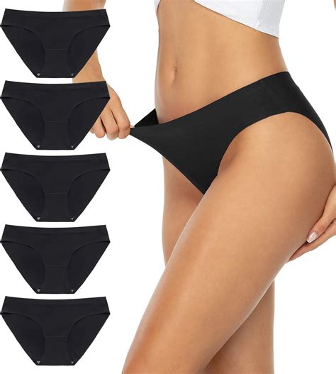 Gneph Seamless Underwear Invisible Bikini No Show Nylon Spandex Women